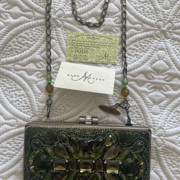 Mary Frances Green Embellished Clutch with authenticity card and extra beads - Picture 2 of 11